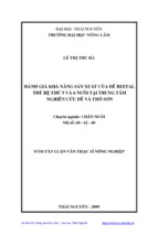 đánh giá khả năng sản xuất của dê beetal thế hệ thứ 5 và 6 nuôi tại trung tâm nghiên cứu dê và thỏ sơn