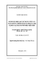 đánh giá hiệu quả sử dụng vốn vay ngân hàng chính sách xã hội của hộ nghèo tại thành phố điện biên phủ