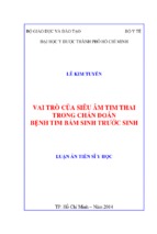 Vai trò của siêu âm tim thai trong chẩn đoán bệnh tim bẩm sinh trước sinh