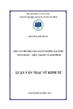 Cho vay hỗ trợ cho người nghèo tại tỉnh  tiền giang – thực trạng và giải pháp