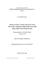 đánh giá thực trạng chi ngân sách nhà nước cho phát triển kinh tế xã hội nông thôn tỉnh thái nguyên