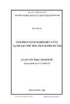 Giải pháp giảm nghèo bền vững tại huyện sóc sơ thành phố hà nội