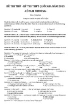 đề thi thử số 1 kỳ thi thptqg cô mai phương