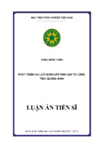 Phát triển du lịch biển đảo vịnh bái tử long, tỉnh quảng ninh