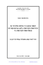 Sự tương đồng và khác biệt về nội dung giữa truyện thơ tày và truyện thơ thái