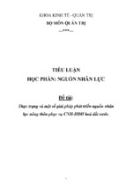 Thực trạng và một số giải pháp phát triển nguồn nhân lực nông thôn phục vụ cnh hđh hoá đất nước