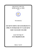 Xây dựng chiến lược kinh doanh của công ty cổ phần đầu tư và xây dựng nhơn thành đến năm 2020