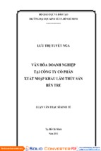 Văn hóa doanh nghiệp tại công ty cổ phần xuất nhập khẩu lâm thủy sản bến tre