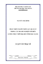 Phát triển nguồn nhân lực quản lý trong các doanh nghiệp chế biến lương thực trên địa bàn tỉnh hậu giang