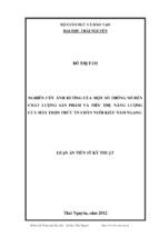 Luận án tiến sỹ kỹ thuật nghiên cứu ảnh hưởng của một số thông số đến chất lượng sản phẩm và tiêu thụ năng lượng của máy trộn thức ăn chăn nuôi kiểu nằm ngang   đỗ thị tám