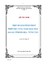 Một số giải pháp phát triển theo hướng bền vững nghề khai thác hải sản tỉnh bà rịa   vũng tàu