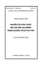 Luận án tiến sĩ y học phẫu thuật đặt van dẫn lưu ahmed trong glôcôm trẻ em tái phát