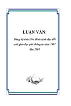 đảng bộ tỉnh hòa bình lãnh đạo đổi mới giáo dục phổ thông từ năm 1991 đến 2001