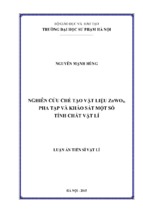 Luận án tiến sĩ vật lí nghiên cứu chế tạo vật liệu znwo4, pha tạp và khảo sát một số tính chất vật lí