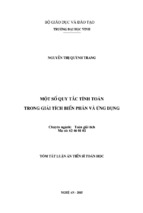 Tóm tắt luận án tiến sĩ toán học một số quy tắc tính toán trong giải tích biến phân và ứng dụng