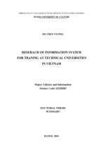 Doctoral thesis summary research of information system for training at technical universities in vietnam
