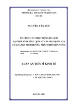 Tổ chức các hoạt động du lịch tại một số di tích lịch sử – văn hóa quốc gia của hà nội theo hướng phát triển bền vững