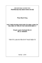 Tóm tắt luận án tiến sĩ kỹ thuật điện tử phát triển phương pháp phân tích định lượng tín hiệu iemg chi trên hỗ trợ chẩn đoán bệnh lý