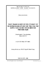 Thực trạng và một số yếu tố nguy cơ về nhiễm khuẩn hô hấp cấp tính của trẻ dưới 5 tuổi tại một số xã miền núi tỉnh bắc kạn