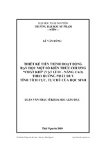 Thiết kế tiến trình hoạt động dạy học một số kiến thức chương “chất khí” (vật lí 10 – nâng cao) theo hướng phát huy tính tích cực tự chủ của học sinh