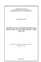 Mô phỏng lũ bằng mô hình sóng động học (kw1d) trên lưu vực sông thu bồn – trạm nông sơn