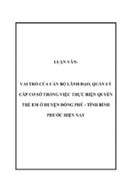 Vai trò của cán bộ lãnh đạo, quản lý cấp cơ sở trong việc thực hiện quyền trẻ em ở huyện đồng phú   tỉnh bình phước hiện nay