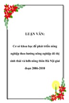 Cơ sở khoa học để phát triển nông nghiệp theo hướng nông nghiệp đô thị sinh thái và hđh nông thôn hà nội