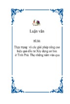 Thực trạng và các giải pháp nâng cao hiệu quả đầu tư xây dựng cơ bản ở tỉnh phú thọ những năm vừa qua