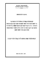 Luận án tiến sĩ vận dụng tư tưởng sư phạm tích hợp trong dạy học một số kiến thức về “chất khí” và “cơ sở của nhiệt động lực học”