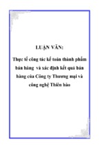 Thực tế công tác kế toán thành phẩm bán hàng và xác định kết quả bán hàng của công ty thương mại và công nghệ thiên hào