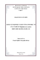 Khảo sát đậm độ và khả năng sinh độc tố của vi khuẩn staphylococcus aureus trên môi trƣờng nuôi cấy