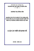 Luận án tiến sĩ nghiên cứu về các nhân tố tác động đến cơ cấu vốn của các doanh nghiệp niêm yết trên thị trường chứng khoán việt nam