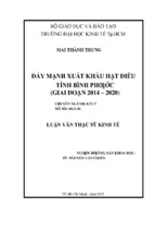 Luận văn   đẩy mạnh xuất khẩu hạt điều tỉnh bình phước giai đoạn 2011   2015