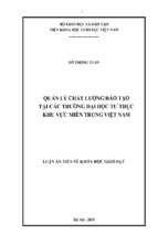 Quản lý chất lượng đào tạo tại các trường đại học tư thục khu vực miền trung việt nam