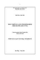 Phát triển du lịch tỉnh bình định theo hướng bền vững