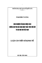 Luận án tiến sĩ kinh nghiệm sử dụng chính sách chống bán phá giá hàng nhập khẩu trên thế giới và bài học cho việt nam