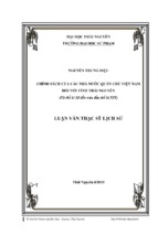 Chính sách của các nhà nước quân chủ việt nam đối với tỉnh thái nguyên (từ thế kỉ xi đến nửa đầu thế kỉ xix