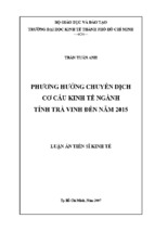 Luận án tiến sĩ phương hướng chuyển dịch cơ cấu kinh tế ngành tỉnh trà vinh đến năm 2015