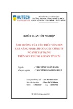 ảnh hưởng của cấu trúc vốn đến khả năng sinh lời của các công ty ngành xây dựng trên sàn chứng khoán thành phố hồ chí minh