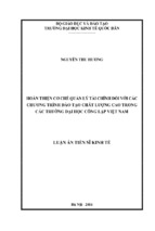 Luận án tiến sĩ hoàn thiện cơ chế quản lý tài chính đối với các chương trình đào tạo chất lượng cao trong các trường đại học công lập việt nam