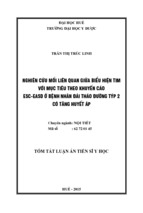 Nghiên cứu mối liên quan giữa biểu hiện tim với mục tiêu theo khuyến cáo esc easd ở bệnh nhân đái tháo đường týp 2 có tăng huyết áp