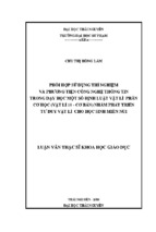 Luận văn thạc sĩ phối hợp sử dụng thí nghiệm và phương tiện công nghệ thông tin trong dạy học một số định luật vật lí phần cơ học