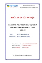 Phát triển hoạt động bán hàng tại công ty tnhh sản xuất thương mại dịch vụ kiều an