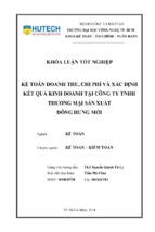 Kế toán doanh thu chi phí và xác đình kết quả kinh doanh tại công ty tnhh thương mại sản xuất đông hưng mới