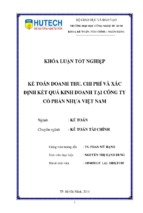 Kế toán doanh thu, chi phí & xác định kết quả kinh doanh tại công ty cổ phần nhựa việt nam