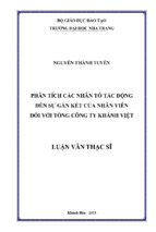 Phân tích các nhân tố tác động đến sự gắn kết của nhân viên đối với tổng công ty khánh việt