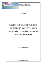 Nghiên cứu chất lượng dịch vụ tín dụng bán lẻ tại ngân hàng đầu tư và phát triển chi nhánh khánh hòa