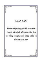 Hoàn thiện công tác kế toán tiêu thụ và xác định kết quản tiêu thụ tại tổng công ty xuất nhập khẩu và đầu tư imexin