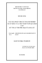 Các giải pháp cho các doanh nghiệp xuất khẩu của việt nam vượt qua rào cản kỹ thuật thương mại của hoa kỳ