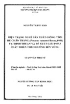 Hiện trạng nghề sản xuất giống tôm he chân trắng (penaeus vanamei boone, 1931) tại ninh thuận và đề xuất giải pháp phát triển theo hướng bền vững 